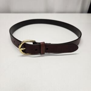 Vtg Polo Ralph Lauren Gold Tone Buckle Brown Leather Belt Medium 30/75 Unisex